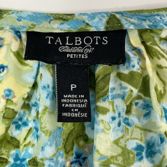 TALBOTS Petites, floral short sleeve blouse , Size P - Picture 8 of 14